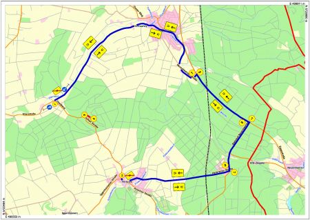 Umleitungsstrecke bei Brückensperrung der Kreisstraße 11, Dahler Straße